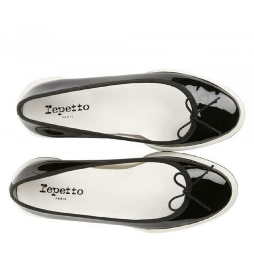 Repetto EU 36 Aude Sneakers Black Patent Leather Ballet Style Slip On Sneaker
